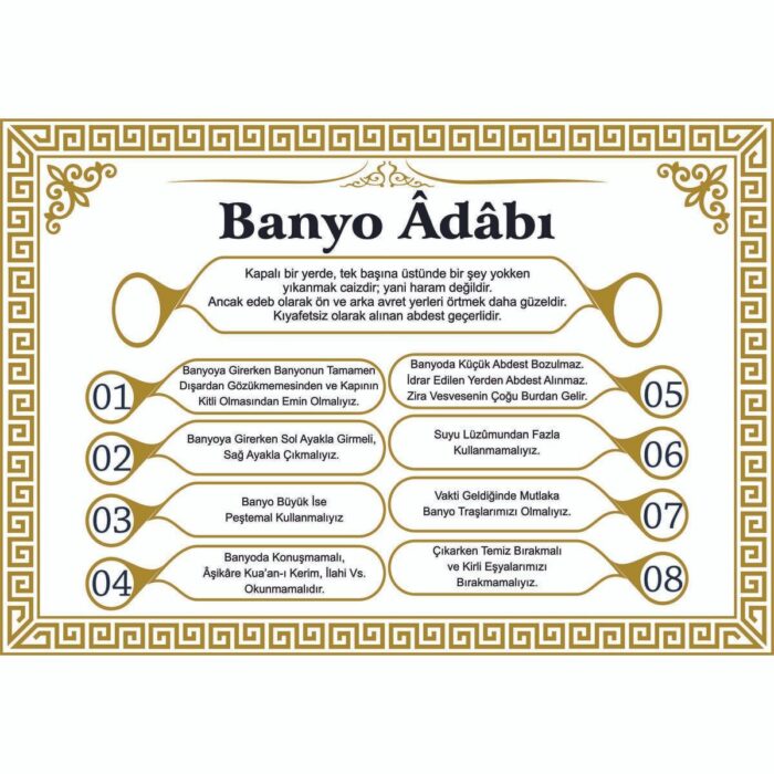 5 Banyo Adabı Levhası Poster