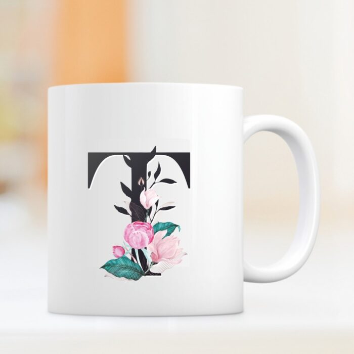 T Harf Baskılı Kupa Bardak