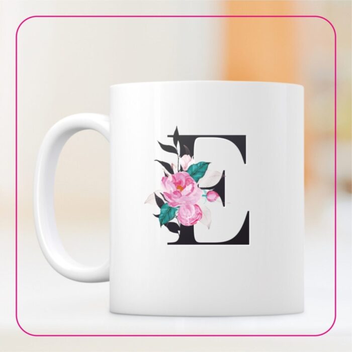 E Harf Baskılı Kupa Bardak